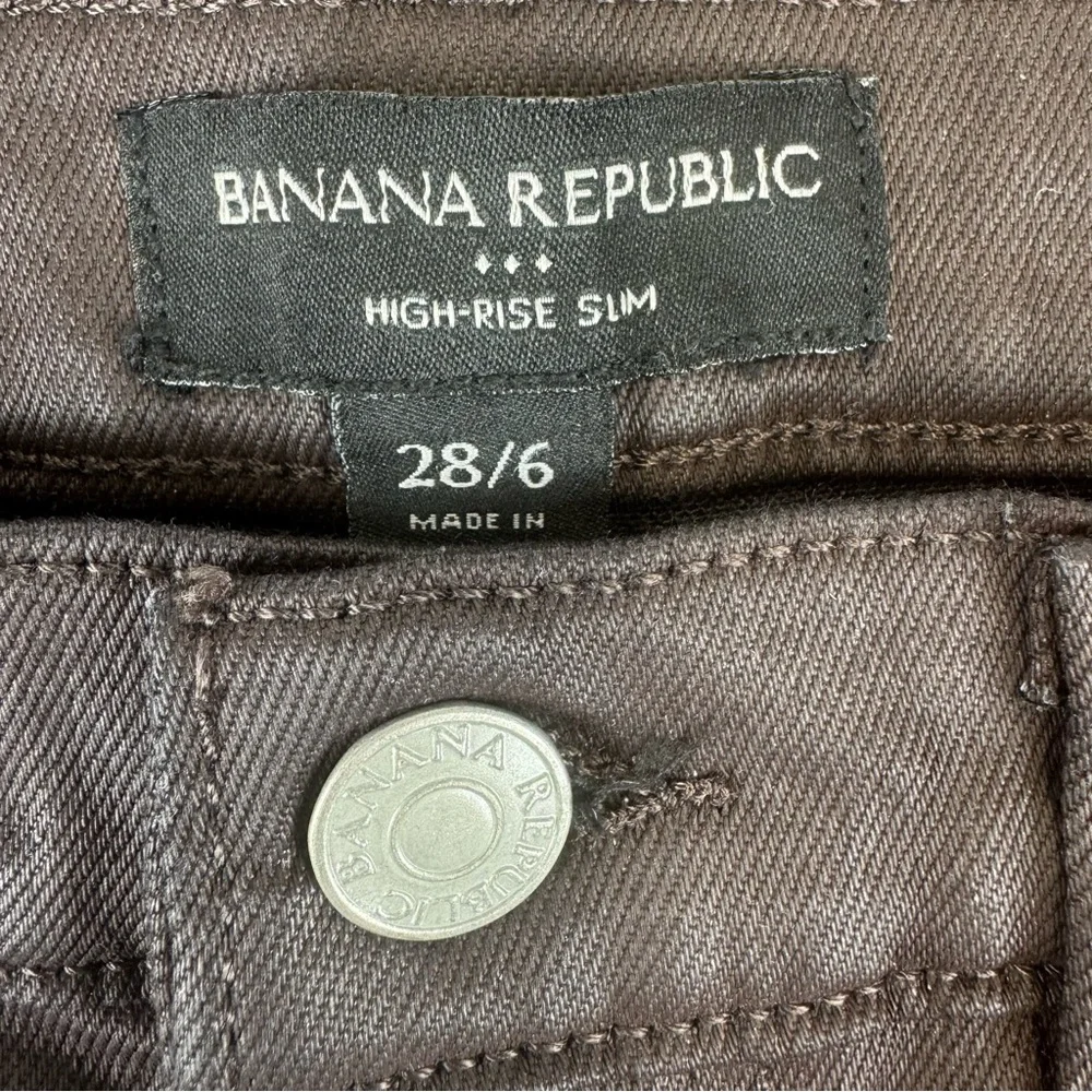 Banana Republic Factory Chocolate Brown High Rise Slim Coated Jeans NWOT Sz 28/6 - Picture 12 of 13